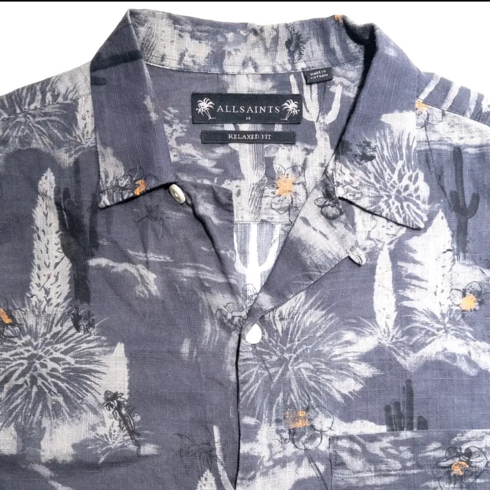 ALL SAINTS Mens Medium Joshua Tree SS Button Front Lightweight Breathable